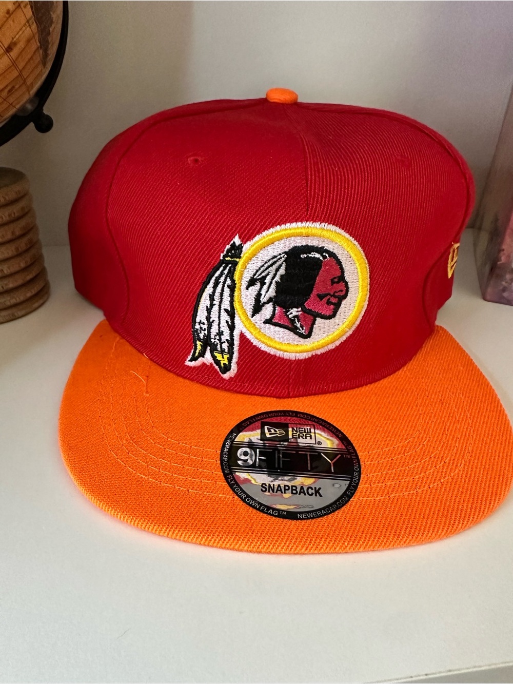 New Era Red and Orange Flat Brim Snapback Hat